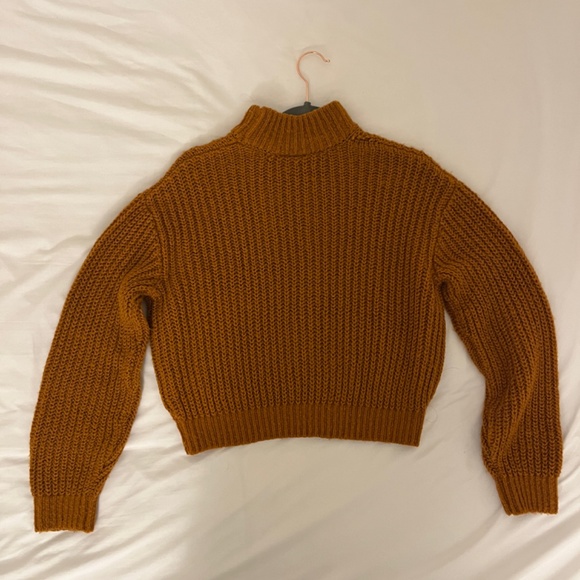 Dark Orange Crop Knit Turtle Neck - Picture 3 of 4